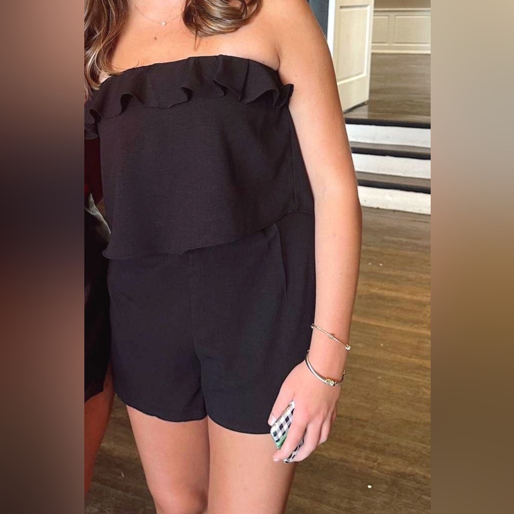 Black Ruffle Romper - Picture 3 of 3